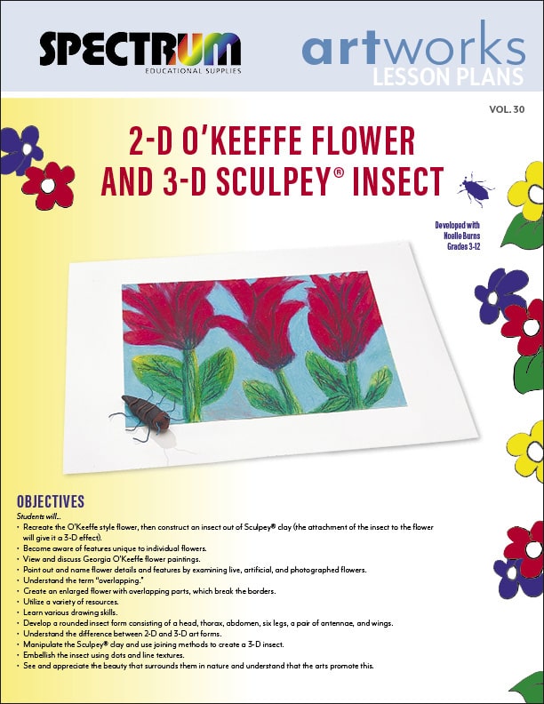 2-D flowers 3-D Insects