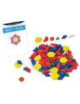 Wooden Pattern Blocks and Guide in a Container - 250 Pieces, English