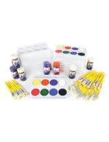 Ensemble de blocs de gouache et de pinceaux - Couleurs primaires et secondaires