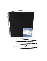 Ensemble individuel de crayons et cahier à croquis à couverture rigide et reliure spirale - 22 cm x 28 cm (8,5" x 11")