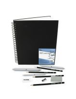 Ensemble individuel de luxe de crayons et cahier à croquis à couverture rigide et reliure spirale - 22 cm x 28 cm (8,5" x 11")