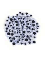 Paste-On Black & White Wiggle Eyes - Assorted Oval, 7mm, 12mm, 15mm - 100 pcs
