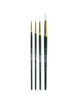 Spectrum Assorted Fine White Taklon Brushes - Sizes 6, 10, 5/0, 2 - Set of 4