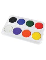 Set of 8 Primary & Secondary Colour Tempera Cakes with 8 Well Paint Blocks Tray