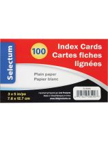 Selectum Plain Index Cards 3" x 5" - Pack of 100