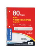 Selectum Quad Paper Coil Notebook, 8" x 10.5" - 80 pages