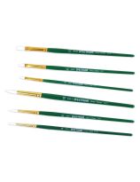 Ensemble de 6 pinceaux plats et ronds assortis Spectrum en taklon blanc, séries 4111 et 4141, à manche court