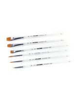 Ensemble de 6 pinceaux ronds et plats Spectrum en taklon doré, séries 4611 et 4641, à manche court