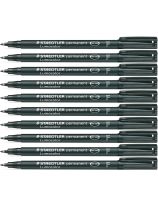 Staedtler&reg; Lumocolor&reg; Permanent Black Pen - 318F - Fine 0.6 mm - Pack of 10