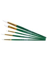 Ensemble de 5 pinceaux plats et ronds assortis Spectrum en taklon blanc, séries 4111 et 4141, à manche court