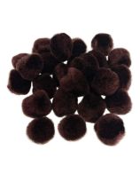 Pompons en format économique, 2,5 cm - Paquet de 100 - Brun