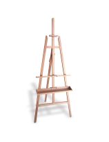 64" Beechwood Lyre Easel with Tray - 48" - 56" Canvas Height