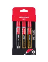 Marqueurs acryliques Amsterdam, couleurs métalliques - Ensemble de 3