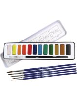 Spectrum Mini-Tin Watercolour Set - 12 Colours with 5 Brushes