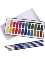 Spectrum Mini-Tin Watercolour Set - 24 Colours with 5 Brushes