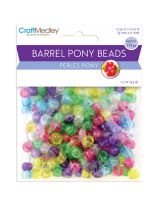 Craft Medley Pony Beads - 9 mm x 6 mm Barrel Standard - Set of 175 - Sparkle