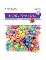 Craft Medley Pony Beads - 9 mm x 6 mm Barrel Standard - Set of 175 - Pearl
