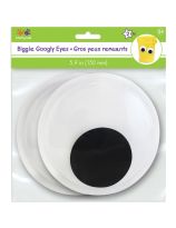 Yeux mobiles géants noir et blanc, à coller, 150 mm (5 29/32") - Paquet de 2