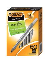 BIC&reg; Round Stic&reg; Xtra Life - Ball Point Pens - Pack of 60 - Black