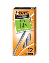 BIC&reg; Round Stic&reg; Xtra Life - Ball Point Pens - Pack of 12 - Black