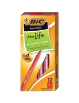 BIC&reg; Round Stic&reg; Xtra Life - Ball Point Pens - Pack of 12 - Red