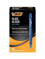 BIC&reg; Glide&trade; Bold Retractable Ball Pens - Pack of 36 - Blue