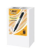 Stylos à bille BIC® Soft Feel® noirs, à pointe moyenne (1,0 mm) rétractable - Boîte de 24