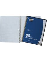 Hilroy Spiral Graph Notebook - 3 Hole Punched - Quad Ruled Front Ruling - 80 Pages