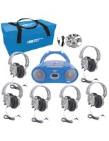 HamiltonBuhl&reg; 6-Person Listening Center with Bluetooth CD/Cassette/FM Boombox and Deluxe-Sized Over-Ear Headphones