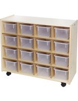 16 Small Bin Cubby Storage Unit with Clear Bins