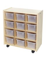12 Small Bin Cubby Storage Unit with Clear Bins