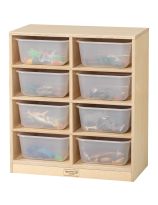 Stock Wooden Toys 8 Clear Bin Storage Unit - Birch