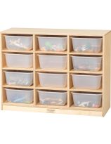 Stock Wooden Toys 12 Clear Bin Storage Unit - Birch