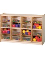 Stock Wooden Toys Toddler Tote-n-Store with 16 Clear Bins - Birch