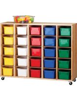 Stock Wooden Toys Cubicle Unit with 25 Coloured Bins - Hardwood