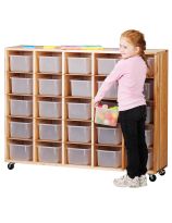Stock Wooden Toys Cubicle Unit with 25 Semi-Clear Bins - Hardwood