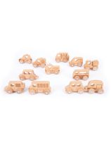 Natural Wooden Vehicles Set of 12