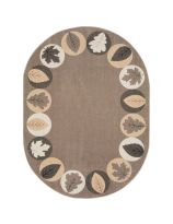 Tapis Joy Carpets de Kid Essentials®, collection Lively Leaves™ - Ovale, 1,6 m x 2,3 m (5' 4" x 7' 8") - Neutre