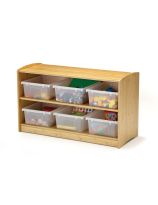 Bamboo Shelving Unit with Clear Tubs