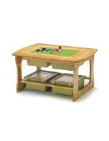 Bamboo Sensory and Construction Bricks Table with Sage Tubs