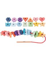 Rainbow Wooden Lacing Shapes with Lace - 28 Pieces
