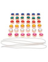 Wooden Lacing Jewels with Lacing - Pack of 36
