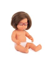 38 cm Baby Doll Girl E with Down Syndrome with Glasses