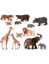 Safari Animals & Their Babies - Set of 12