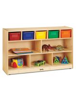 Jonti-Craft&reg; Low Combo Mobile Storage Unit - With Coloured Bins