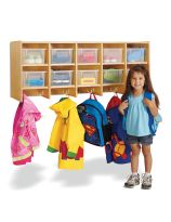 Jonti-Craft&reg; 10 Section Wall Mount Coat Locker - With Clear Trays