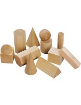Mini Wooden Geometric Solids with Container - Set of 12
