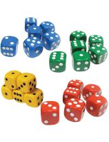 Spectrum Standard Coloured Dice, 1.6 cm - Green, Red, Blue & Yellow, Set of 24