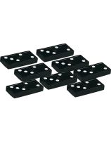 Double Six Wooden Dominoes - Black, 28 Pieces