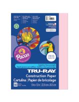 Tru-Ray&reg; Fade Resistant Construction Paper - 50 Sheets - 23 cm x 30 cm (9" x 12") - Pink